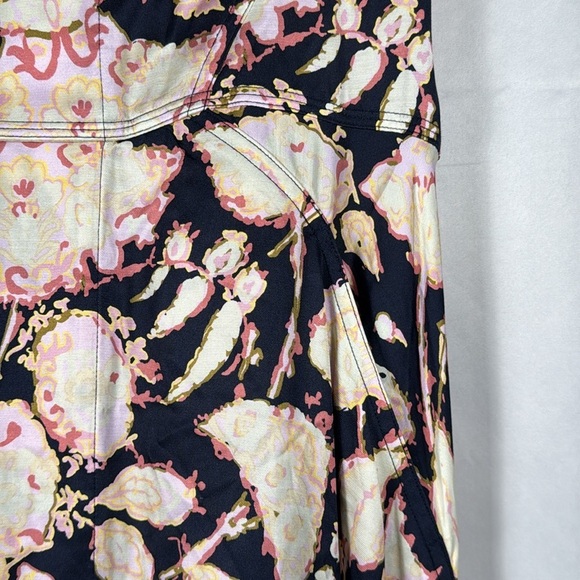 A.L.C. Emery Maritime Midi Dress Navy Multi Floral Asymmetric Belted Romantic 2 - Picture 4 of 16